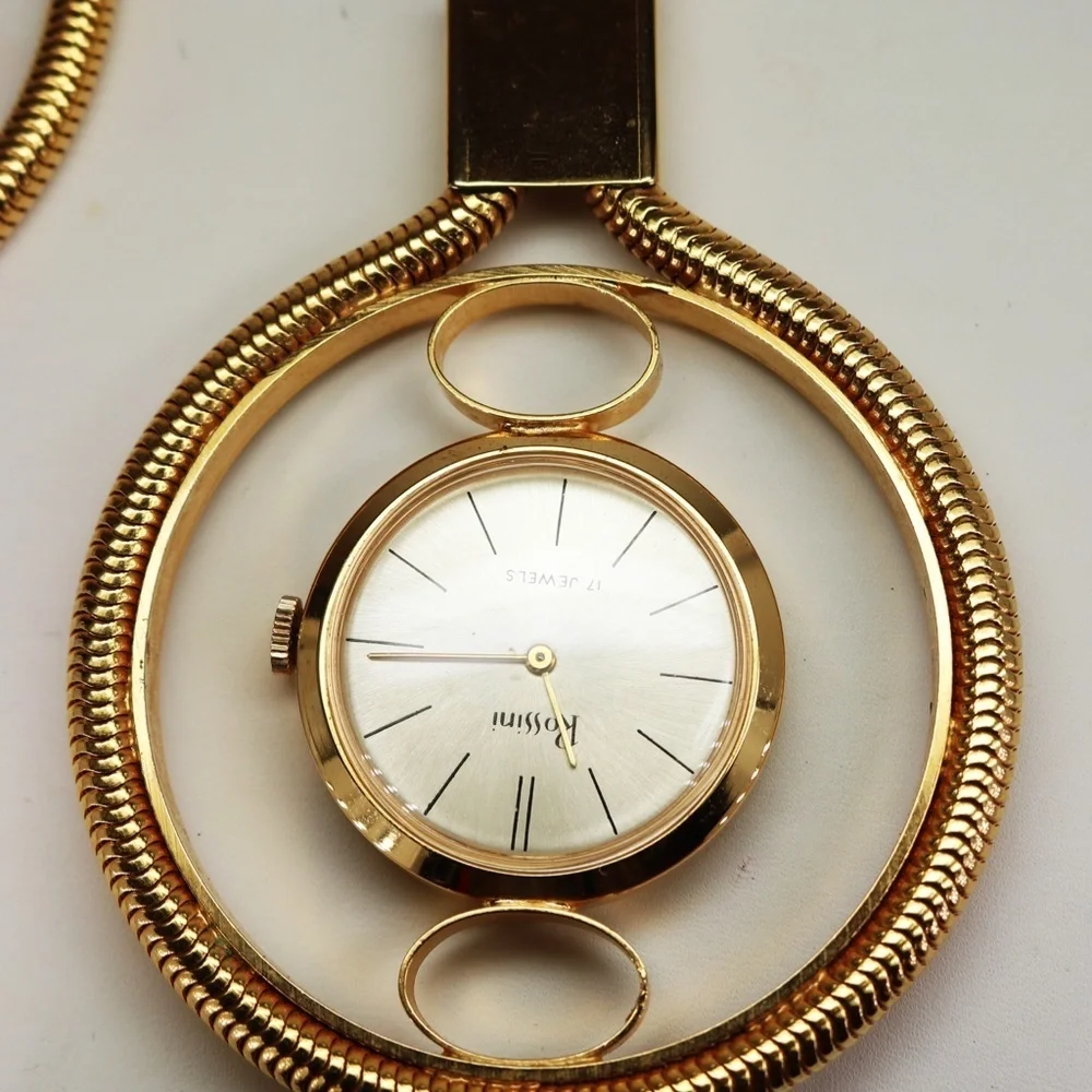 Vintage 1970s Rossini 17 Jewels Timepiece Necklace